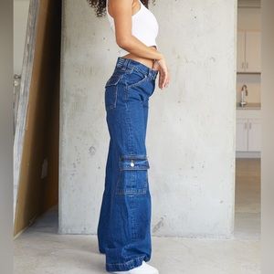 🦋 Revice Jeans Baja Cargo Ultra Blue NWOT Wide Leg Mid-Rise